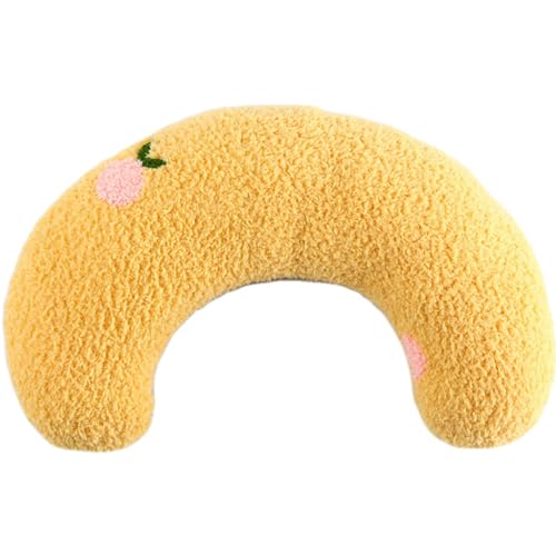 Jackanna 2 stück Pet U-förmige Kissen Katze kleine Kissen, super weich flauschig Haustier Kissen Beruhigungsmittel Spielzeug halb Donut Kissen (Gelb) von JACKANNA