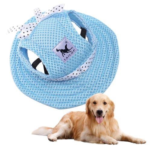 Jackanna Baseballkappe für Hunde mit Ohrlöchern Atmungsaktiver Sonnenhut für Haustiere, Sonnenhut für kleine und mittlere Hunde (Blau, L) von JACKANNA