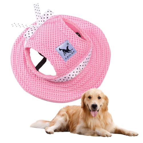 Jackanna Baseballkappe für Hunde mit Ohrlöchern Atmungsaktiver Sonnenhut für Haustiere, Sonnenhut für kleine und mittlere Hunde (Rosa, S) von JACKANNA