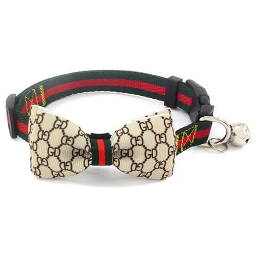 Jackanna Bow Pet Collar, Bedruckte Katze Hund Schleife mit Glocke Katzenhalsband, einstellbare Hundehalsband für kleine Katzen und Hunde (GD Floral Schleife) von JACKANNA