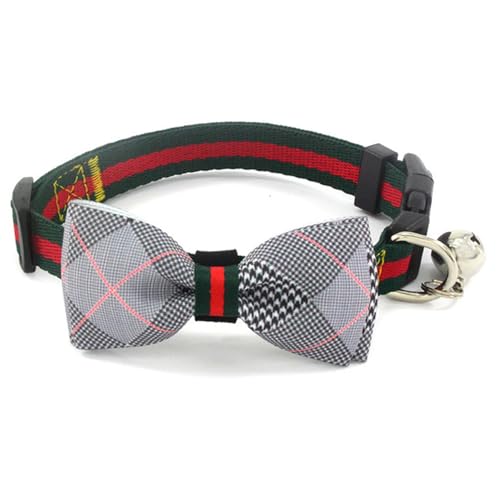 Jackanna Bow Pet Collar, Bedruckte Katze Hund Schleife mit Glocke Katzenhalsband, einstellbare Hundehalsband für kleine Katzen und Hunde (Tausend-Vogel-Karo-Schleife) von JACKANNA