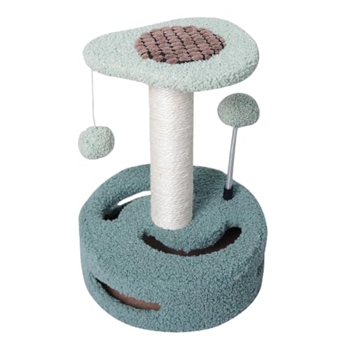 Jackanna Cute Sunflower Cat Scratching Post, Katze Kratzbrett mit Bett, Sisal Scratching Post, Kätzchen Bett Katze Barsch, kleine Katze Turm mit hängenden Spielzeug (Avocado) von JACKANNA