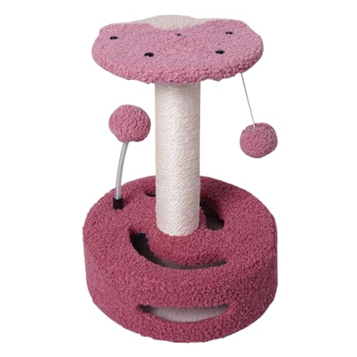 Jackanna Cute Sunflower Cat Scratching Post, Katze Kratzbrett mit Bett, Sisal Scratching Post, Kätzchen Bett Katze Barsch, kleine Katze Turm mit hängenden Spielzeug (Erdbeere) von JACKANNA