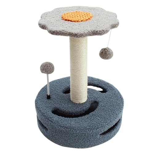 Jackanna Cute Sunflower Cat Scratching Post, Katze Kratzbrett mit Bett, Sisal Scratching Post, Kätzchen Bett Katze Barsch, kleine Katze Turm mit hängenden Spielzeug (Groß Blau + Grau) von JACKANNA