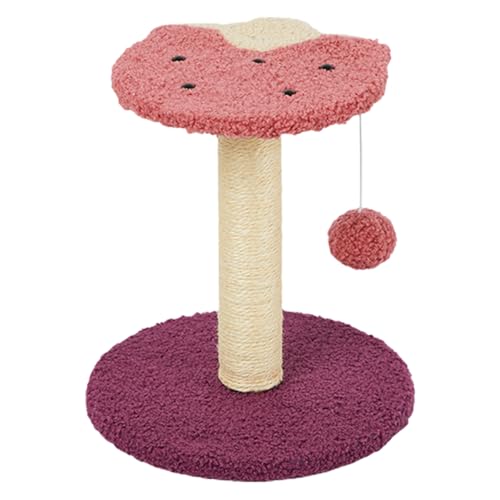 Jackanna Cute Sunflower Cat Scratching Post, Katze Kratzbrett mit Bett, Sisal Scratching Post, Kätzchen Bett Katze Barsch, kleine Katze Turm mit hängenden Spielzeug (Lila Erdbeer Hocker) von JACKANNA