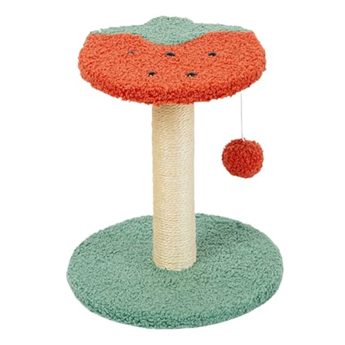 Jackanna Cute Sunflower Cat Scratching Post, Katze Kratzbrett mit Bett, Sisal Scratching Post, Kätzchen Bett Katze Barsch, kleine Katze Turm mit hängenden Spielzeug (Rote Erdbeere Hocker) von JACKANNA