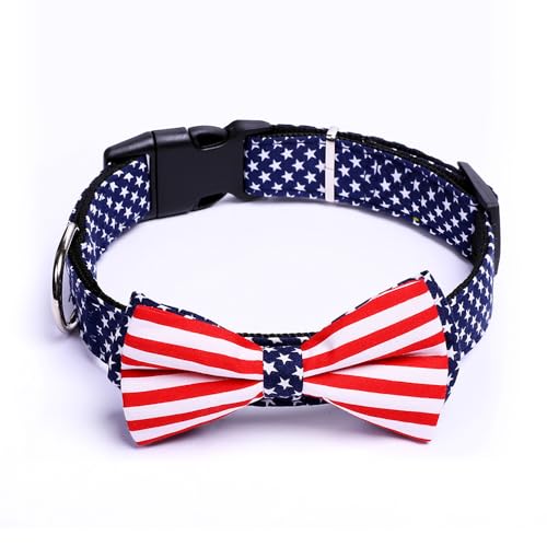 Jackanna Fliege Haustier Halsband Bedruckte Katze Hund Fliege Bequemes verstellbares Hundehalsband für kleine Hunde und Katzen (Amerikanische Flagge) von JACKANNA