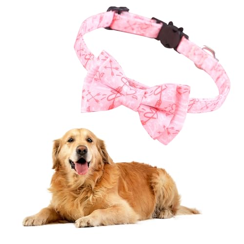 Jackanna Fliege Haustier Halsband Bedruckte Katze Hund Fliege Bequemes verstellbares Hundehalsband für kleine Hunde und Katzen (Rosa Herz) von JACKANNA