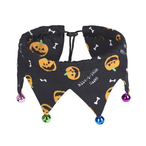 Jackanna Halloween-Hundehalsband mit Glocke, verstellbares Hunde- und Katzenhalsband Schmuck für Katzen und kleine Hunde (Schwarz) von JACKANNA