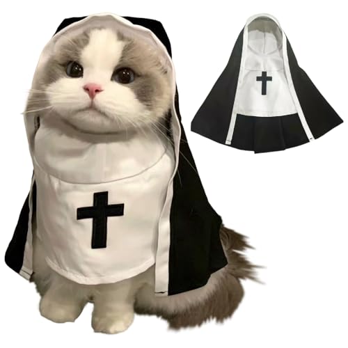 Jackanna Haustier Kostüm, Haustier Katze/Hund Nonne Kostüm, Katze Smoking Jumpsuit, Haustier schrullig cos Foto Requisiten, geeignet für Halloween Weihnachten Cosplay tragen (Stil 2, L) von JACKANNA