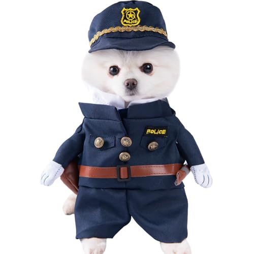 Jackanna Hund Halloween-Kostüm, Haustier Fatal Doll Spooky Transformer Kostüm Hund Spaß Kostüm für kleine, mittlere, große, extra große Hund Haustier Katze (Polizeibeamter) von JACKANNA