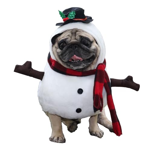 Jackanna Hund Weihnachten Halloween Kostüme, lustige Morphing Kostüme für Haustiere, lustige Kostüme für kleine und mittlere Haustiere Hunde und Katzen (Schneemann Kostüm, L) von JACKANNA