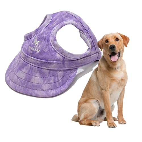 Jackanna Hunde-Baseballmütze mit Ohrlöchern, Outdoor-Sonnenhut, für kleine und mittelgroße Hunde und Katzen, mit verstellbarem Nackenband (Bewölkt Violett, L) von JACKANNA