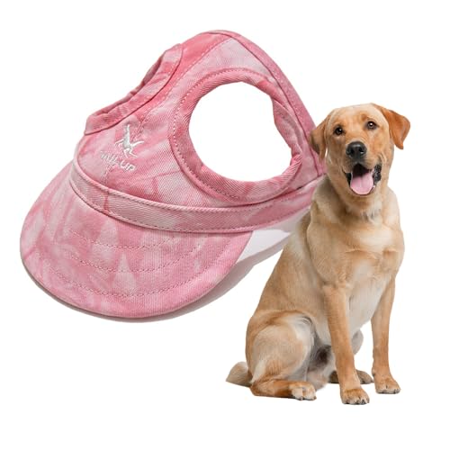 Jackanna Hunde-Baseballmütze mit Ohrlöchern, Outdoor-Sonnenhut, für kleine und mittelgroße Hunde und Katzen, mit verstellbarem Nackenband (Bewölktes Rosa, L) von JACKANNA