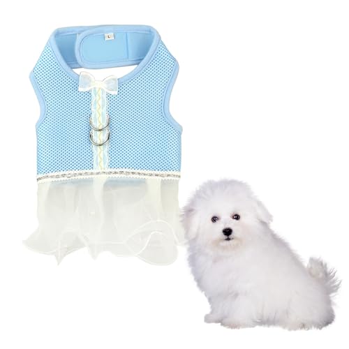 Jackanna Hunde-Brustgurt-Kleid, Mesh-Brustgurt-Weste, atmungsaktives Komfortgurt-Kleid, atmungsaktiver Mesh-Gaze-Rock für kleine und mittlere Hunde (Blau (Farbe), L) von JACKANNA