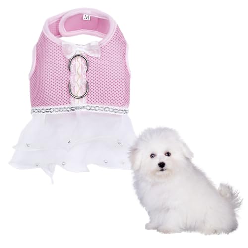 Jackanna Hunde-Brustgurt-Kleid, Mesh-Brustgurt-Weste, atmungsaktives Komfortgurt-Kleid, atmungsaktiver Mesh-Gaze-Rock für kleine und mittlere Hunde (rosa, S) von JACKANNA