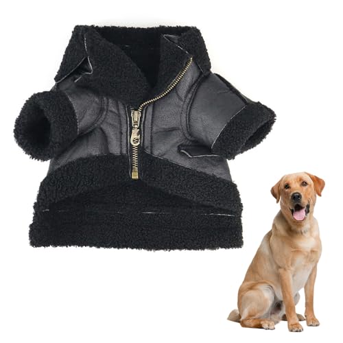 Jackanna Hunde-Lederjacke, Hunde-Winter-Lederjacke, warm und wasserdicht, geeignet für kleine, mittlere und große Hunde (eisenhaltig, L) von JACKANNA