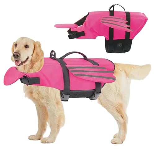 Jackanna Hundeschwimmweste, Schwimmweste mit Flügeln, geeignet für kleine, mittlere und große Hunde, verstellbares Design, schwimmende Schwimmweste für Haustiere (Rosa, 2XL) von JACKANNA