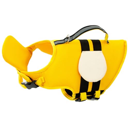 Jackanna Hundeschwimmweste Hundeschwimmweste schwimmend - Verstellbare Hundeschwimmweste mit Hals schwimmend Haustier Badebekleidung (Gelbe Biene, S) von JACKANNA