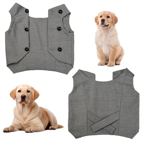 Jackanna Hundeshirt Welpenkleidung, Haustier Hochzeit Party Shirt Kostüm, Haustier Rollenspiel Kostüm, geeignet für Weihnachten Halloween Kostüm (Graue Weste, 2XL) von JACKANNA