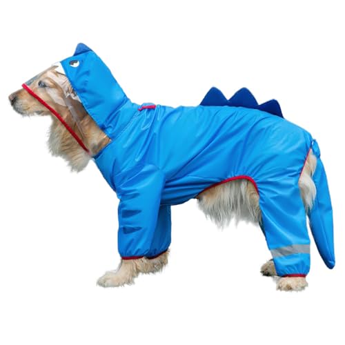 Jackanna Pet Dogs Medium and Large Dogs Universal Four-Legged All-Inclusive Waterproof Leisure Suit Pet Dog Rain Poncho (Blauer Hai, 3XL) von JACKANNA