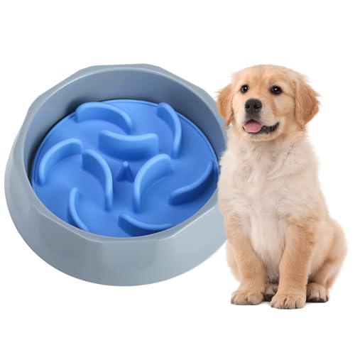 Jackanna Pet Silicone Feeding Bowl, Food Grade Organic Silicone Slow Food Bowl, Pet Licking Mat for Small, Medium and Large Pets Cats and Dogs (Graue und Blaue Schale) von JACKANNA