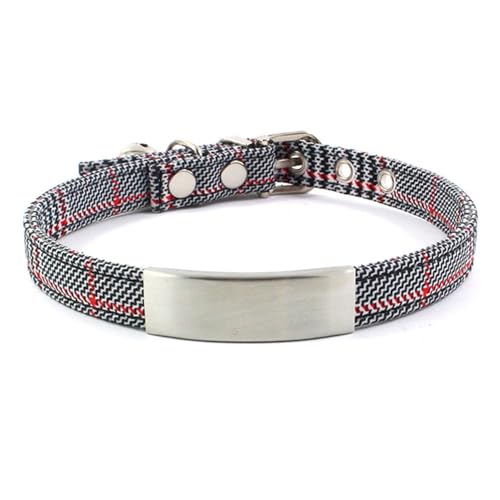 Jackanna Titan-Stahl-ID-Tag Haustier Halsband, einstellbare Hundehalsband mit Glocke Katzenhalsband, Anti-Verlust Haustier Hund Halsband (Schwarzes und weißes Chiffonhalsband) von JACKANNA