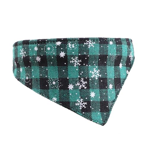 Jackanna Weihnachten Haustier Kragen Sabber Handtuch, Hund Dreieck Handtuch Katze Halsband Halstuch, einstellbare Plaid Schneeflocke Kragen. (Weihnachten Grüne Schneeflocke) von JACKANNA