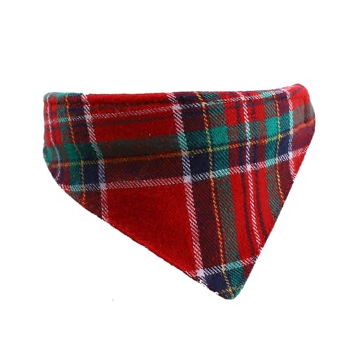 Jackanna Weihnachten Haustier Kragen Sabber Handtuch, Hund Dreieck Handtuch Katze Halsband Halstuch, einstellbare Plaid Schneeflocke Kragen. (Weihnachten Rot-Grün kariert) von JACKANNA