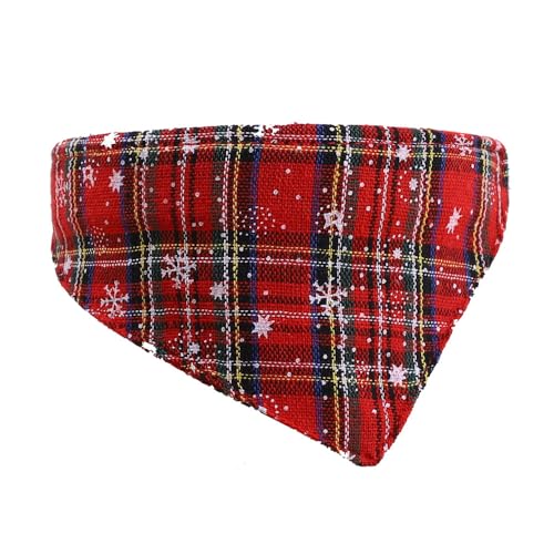 Jackanna Weihnachten Haustier Kragen Sabber Handtuch, Hund Dreieck Handtuch Katze Halsband Halstuch, einstellbare Plaid Schneeflocke Kragen. (Weihnachten Rot und Weiß Schneeflocke) von JACKANNA