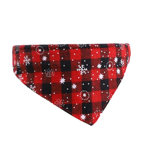 Jackanna Weihnachten Haustier Kragen Sabber Handtuch, Hund Dreieck Handtuch Katze Halsband Halstuch, einstellbare Plaid Schneeflocke Kragen. (Weihnachten Rote Schneeflocke) von JACKANNA