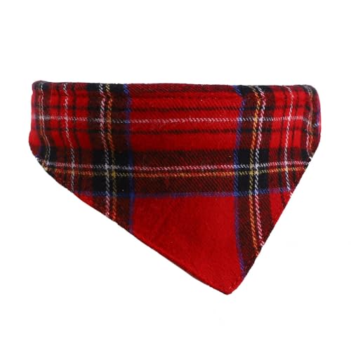 Jackanna Weihnachten Haustier Kragen Sabber Handtuch, Hund Dreieck Handtuch Katze Halsband Halstuch, einstellbare Plaid Schneeflocke Kragen. (Weihnachten rot kariert) von JACKANNA