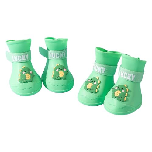 Jackanna wasserdichte Hundeschuhe, Hundeschuhe geeignet für Schnee und Regenwetter (Tean Grüner Dinosaurier (Große Rasse), XL) von JACKANNA