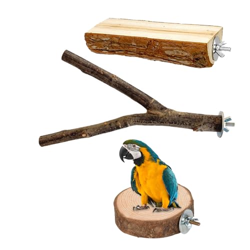 Natürlicher Baum Vogel Barsch Pole, Baum Gabel Vogel Stand Pole, Haustier Vogelkäfig hölzerne hängende Barsch Steht für Sittiche, Tigerschwänze, Aras und andere Haustiere Vögel (Kombi 5, 2.5 * 30cm) von JACKANNA