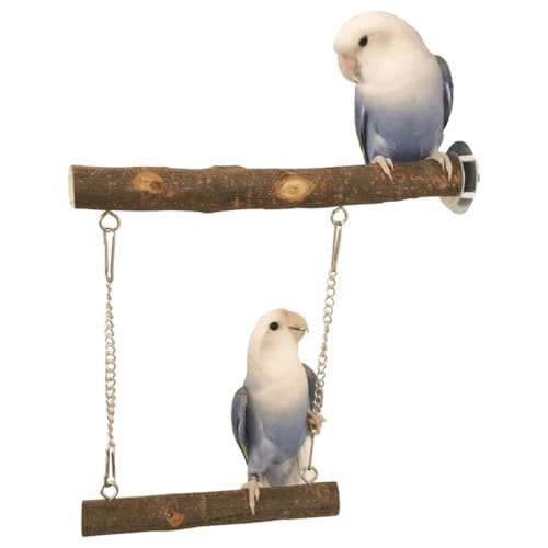 Parrot Bird Standing Pole, Pet Bird Cage Wooden Hanging Perch Plattform, Vogel Hängematte Swing Spielzeug, geeignet für Aras und andere Haustiere Vögel (Kombi 1, 2 * 20cm) von JACKANNA