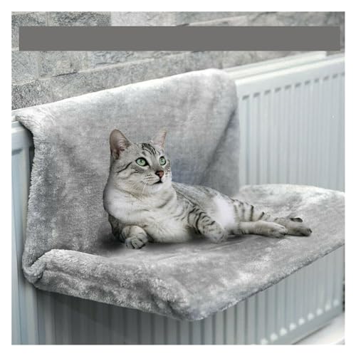 Katzen-Fensterbett-Hängematte für Hauskatzen Hängendes Katzenbett, Abnehmbare Katzenhängematte, Haustierbetten for Heizkörperbank, Kätzchennest Mit Starkem Metallrahmen, Katzenzubehör (Color : Gray) von JACOJE