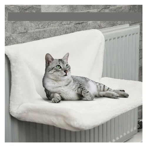 Katzen-Fensterbett-Hängematte für Hauskatzen Hängendes Katzenbett, Abnehmbare Katzenhängematte, Haustierbetten for Heizkörperbank, Kätzchennest Mit Starkem Metallrahmen, Katzenzubehör (Color : White von JACOJE