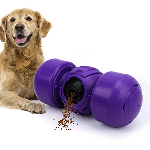 Rolling Feeder Hundespielzeug Einstellbar Hundespeisegerät Puzzle Spielzeug Kunststoff Hund IQ Treat Spender Interaktive Snack Feeding Ball Spielzeug Kauspielzeug Snack Dispenser für Hunde, Lila von JAOMON