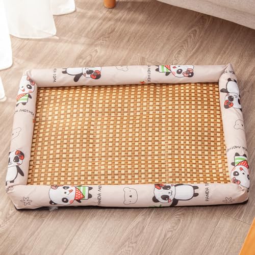 Hundebett Sommer Kühlmatte Rattan Pad, maschinenwaschbar, weiche Hundehütte Pad Hundeschlafbett für große, mittelgroße kleine Hunde Katzen (Beige, XL) von JARPSIRY