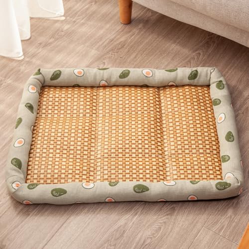 Hundebett Sommer Kühlmatte Rattan Pad, maschinenwaschbar, weiche Hundehütte Pad Hundeschlafbett für große, mittelgroße kleine Hunde Katzen (Grün, XX-Large) von JARPSIRY