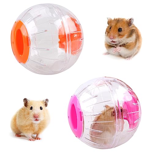 2 Stück Hamster Run Ball, Kunststoff Hamster Laufball, Hamster Gymnastikball, Transparent Hamster Laufball, Hamsterrad Übungsball, für Ratten Rennmäuse Kleintiere (4.7Zoll) von JAWAI