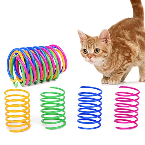 JAWSEU 120 Stück Katze Spielzeug Katzen Bunte Spirale Spielzeug Kunststoff Spiralfedern Cat Spring Toys, Interaktives Spielzeug für Kätzchen Swatting Beißendes Jagdspielzeug von JAWSEU