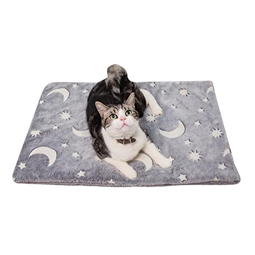 JAWSEU Hundematte Liegedecke für Katzen, Flanell Warm Schlafenauflage Hundedecke, Waschbare Haustiermatte Weich Haustierdecke Liegedecke für Hunde und Katzen (Leuchtet im Dunkeln, 40cmx50cm) von JAWSEU