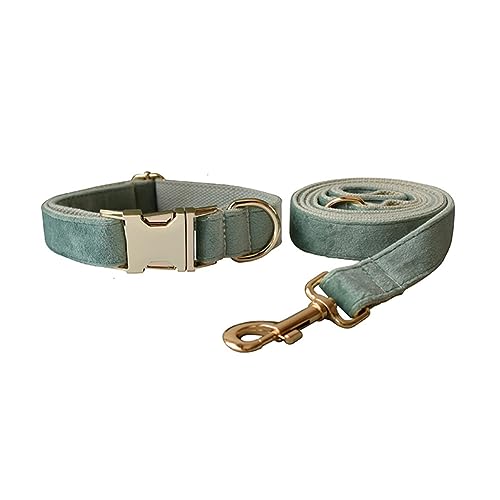 Hundehalsband und Leine, weiches und bequemes Samt-Hundehalsband und Leine mit robuster Metallschnalle und D-Ring, verstellbare Halsbänder für kleine, mittelgroße und große Hunde (Halsband + Leine, von JAY D.L