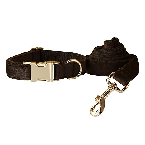 Hundehalsband und Leine, weiches und bequemes Samt-Hundehalsband und Leine mit robuster Metallschnalle und D-Ring, verstellbare Halsbänder für kleine, mittelgroße und große Hunde (Halsband + Leine, von JAY D.L