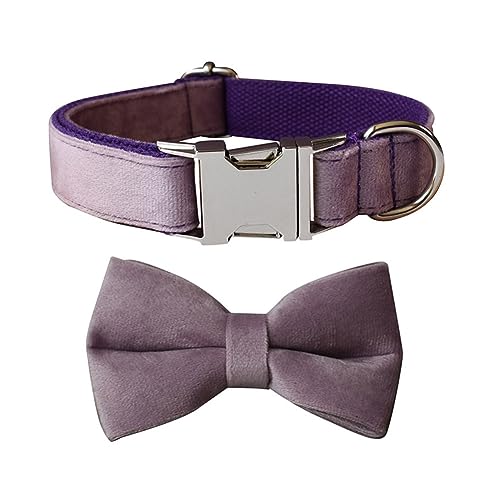 JAY D.L Hundehalsband mit Fliege, weiches und bequemes Samthalsband mit Fliege, abnehmbar und verstellbar, für kleine, mittelgroße oder große Hunde und Katzen, mit Sicherheits-Metallschnalle, von JAY D.L