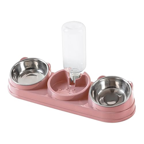 JAYIOLA 3er Set Haustiernapf mit Integriertem Wasserspender Und Erhöhter Schale Schont Die Halswirbelsäule für Katzen Und Kleintiere, Rosa JAYIOLA 3er Set Haustiernapf mit Integriertem Wasserspender Und Erhöhter Schale Schont Die Halswirbelsäule für Katzen Und Kleintiere, Rosa von JAYIOLA