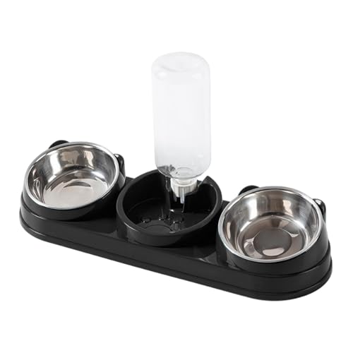 JAYIOLA 3er Set Haustiernapf mit Integriertem Wasserspender Und Erhöhter Schale Schont Die Halswirbelsäule für Katzen Und Kleintiere, Schwarz JAYIOLA 3er Set Haustiernapf mit Integriertem Wasserspender Und Erhöhter Schale Schont Die Halswirbelsäule für Katzen Und Kleintiere, Schwarz von JAYIOLA