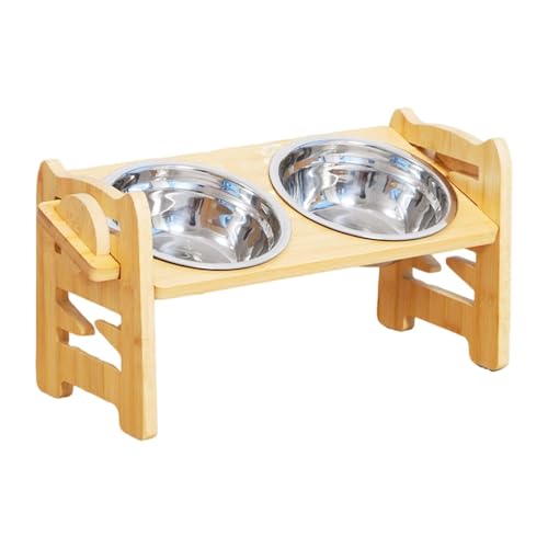 JAYIOLA Doppelschüsseln für Haustiere in einem stabilen Holzrahmen, ideal für Wasser und Futter, A JAYIOLA Doppelschüsseln für Haustiere in einem stabilen Holzrahmen, ideal für Wasser und Futter, A von JAYIOLA