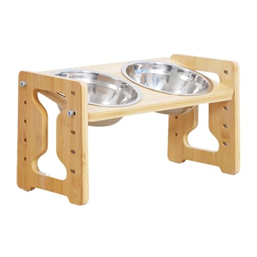 JAYIOLA Doppelschüsseln für Haustiere in einem stabilen Holzrahmen, ideal für Wasser und Futter, B JAYIOLA Doppelschüsseln für Haustiere in einem stabilen Holzrahmen, ideal für Wasser und Futter, B von JAYIOLA